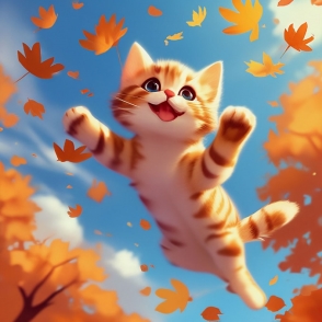 Милый котик радостный летит по небу…» — создано в Шедевруме
